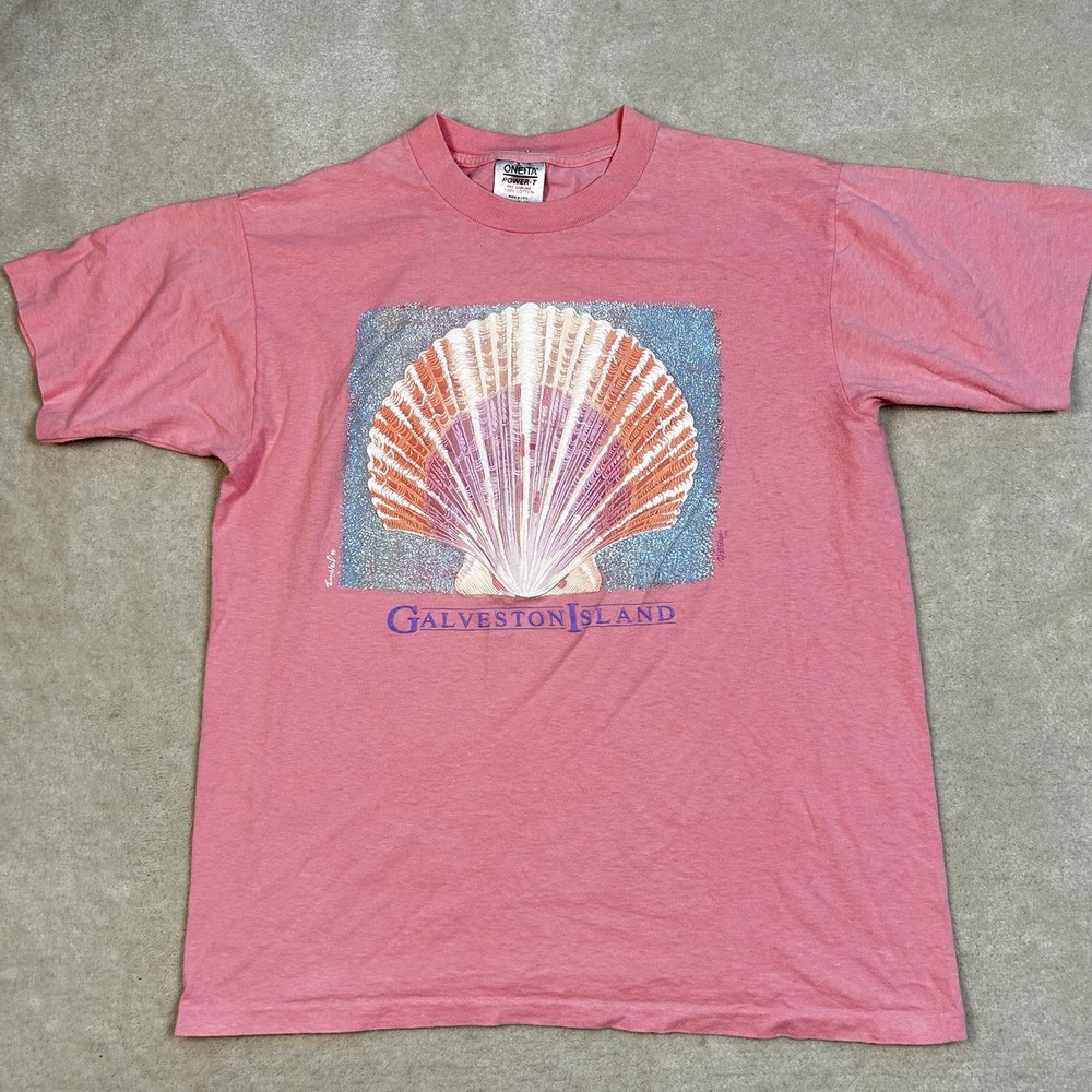 Vintage 90s Galveston Island Texas Single Stitch TShirt Adult XL Giant Seashell