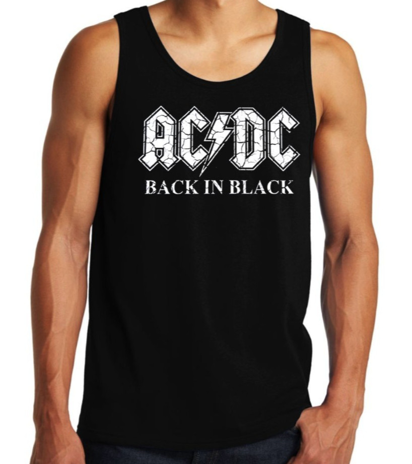 AC/DC Back in Black Rock Band Men’s Black Tank Tops