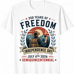 250 Years Freedom Independence Day 2026 USA 4th July Semiquincentennial Tee