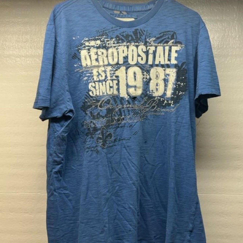 Vintage distressed Aeropostale 1987 single stitch blue graphic tee size XL