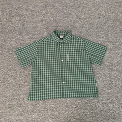 Mertra letter-printed checked shirt – loose-fitting casual short-sleeved shirt