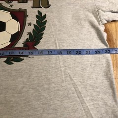 VTG Bayside Single Stitch Size XL TShirt Lined Sleeves Crew Neck Soccer Graphic