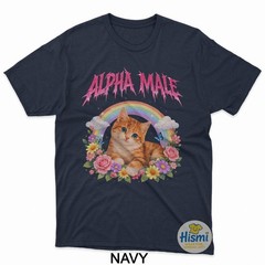 Alpha Male Funny Kitten Rainbow Floral T-Shirt