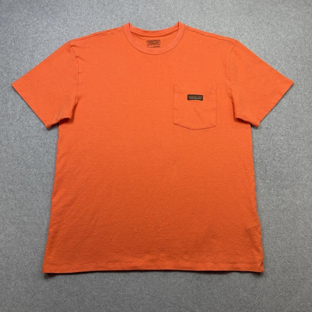 Patagonia Work Pocket T Shirt Mens Large Orange Hemp Organic Cotton Outdoor