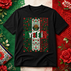 Mexico Flag Eagle Eagle Floral Culture T-Shirt Mens S- 3XL Black