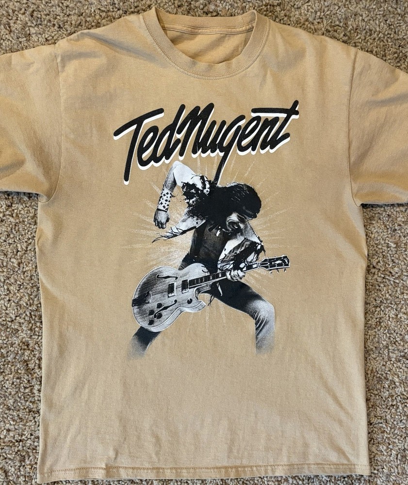 Ted Nugent Men’s T-Shirt Size M Free-For-All Lyrics On Back Pre-Owned