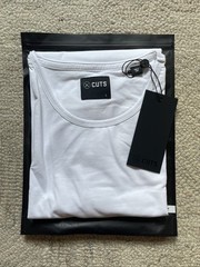 Cuts Clothing AO Curve Hem T-Shirt Crewneck Polyester Cotton Blend, White, Large