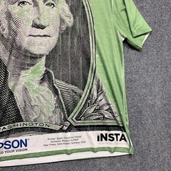 Dollar T-shirt Adult Size Large Green Short Sleeve Mens Graphic Print Y2K