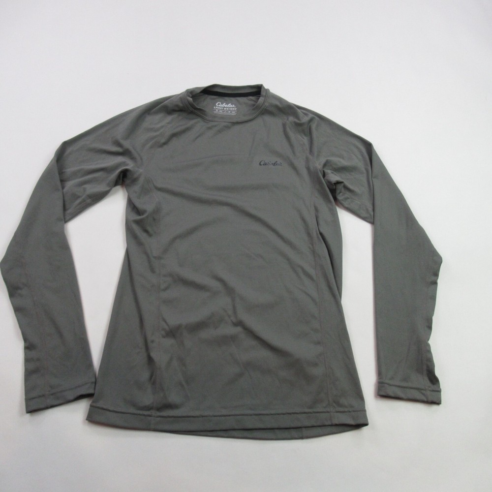 Cabelas Shirt Mens Small Long Sleeve Gray Lightweight Casual Outdoors Workout