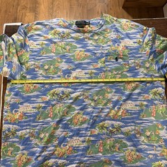 Polo Ralph Lauren All Over Print Hula Girl Hawaiian Shirt Pocket Tee Size Large