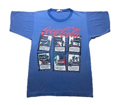 Vintage Coca-Cola Comic Cartoon Men’s Blue T-Shirt Size Large Made in USA 90s