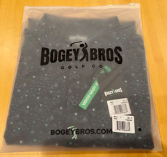 Bogey Bros Men’s Golf Polo Black/Green Geometric Collared Button Stretch Logo