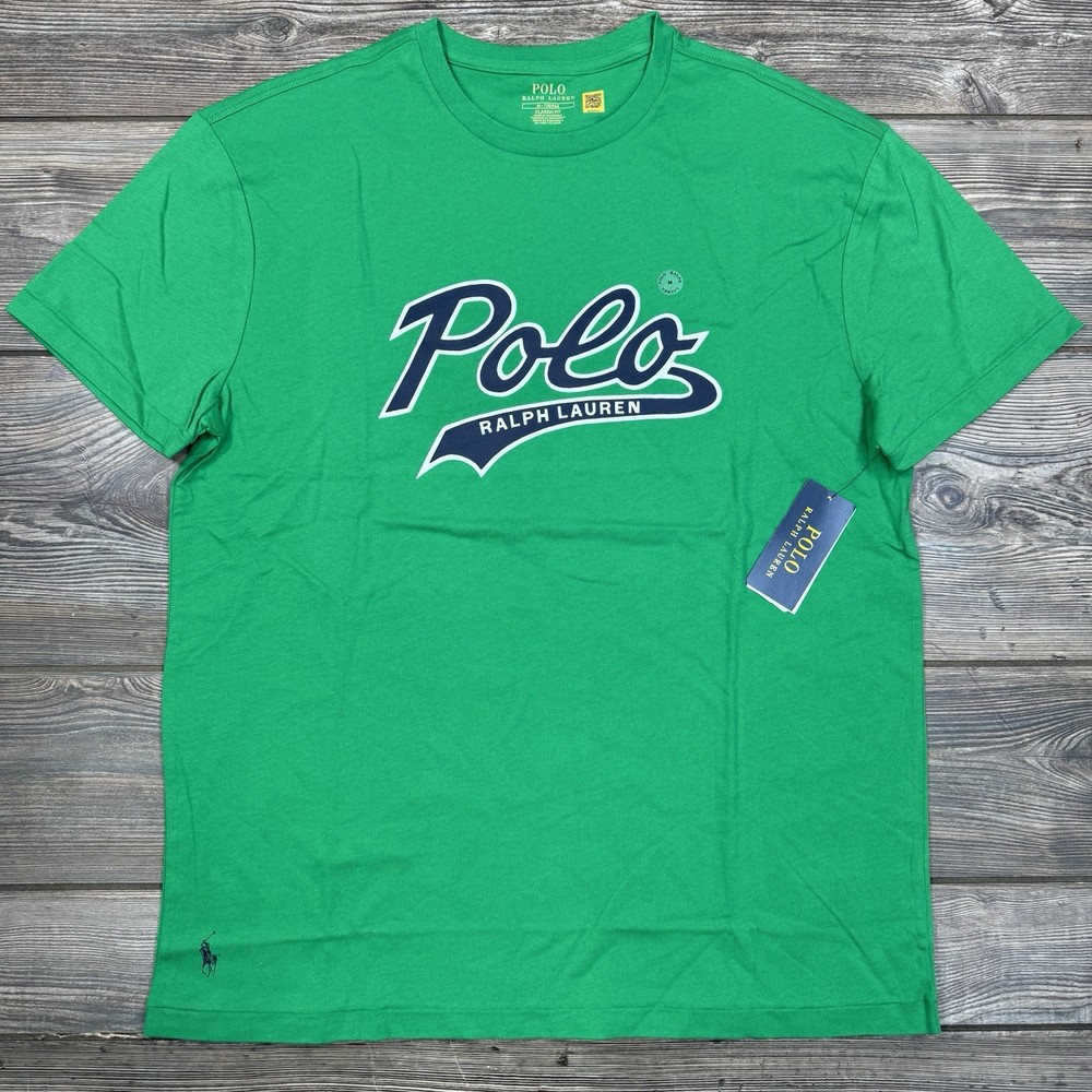 Polo Ralph Lauren Mens Classic Fit Script Logo Jersey T-Shirt Green MEDIUM NWT