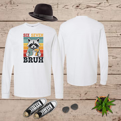 Vintage Raccoon 67 Bruh Six Seven Meme Unisex Long Sleeve T-Shirt Gift