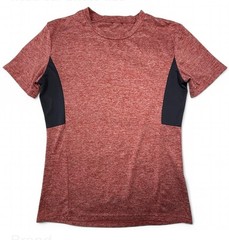 COOFANDY HEATHERED RED ACTIVEWEAR SHIRT, CHEST 39 IN, LENGTH 26 IN