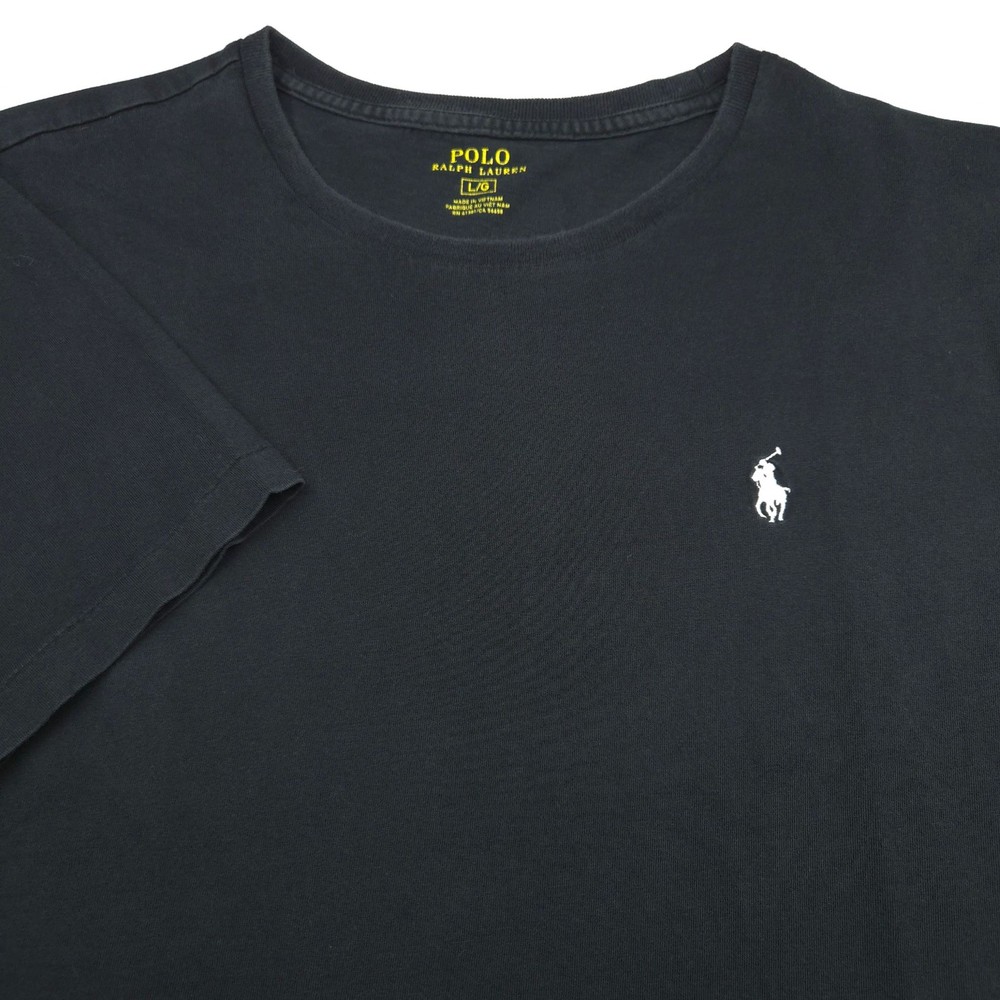 Polo Ralph Lauren T-Shirt Mens -L Black Short Sleeve Embroidered White Pony Crew