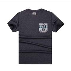 Premium Cotton Men’s Pocket Tee Anti-Shrink Solid Color Crew Neck Everyday Wear