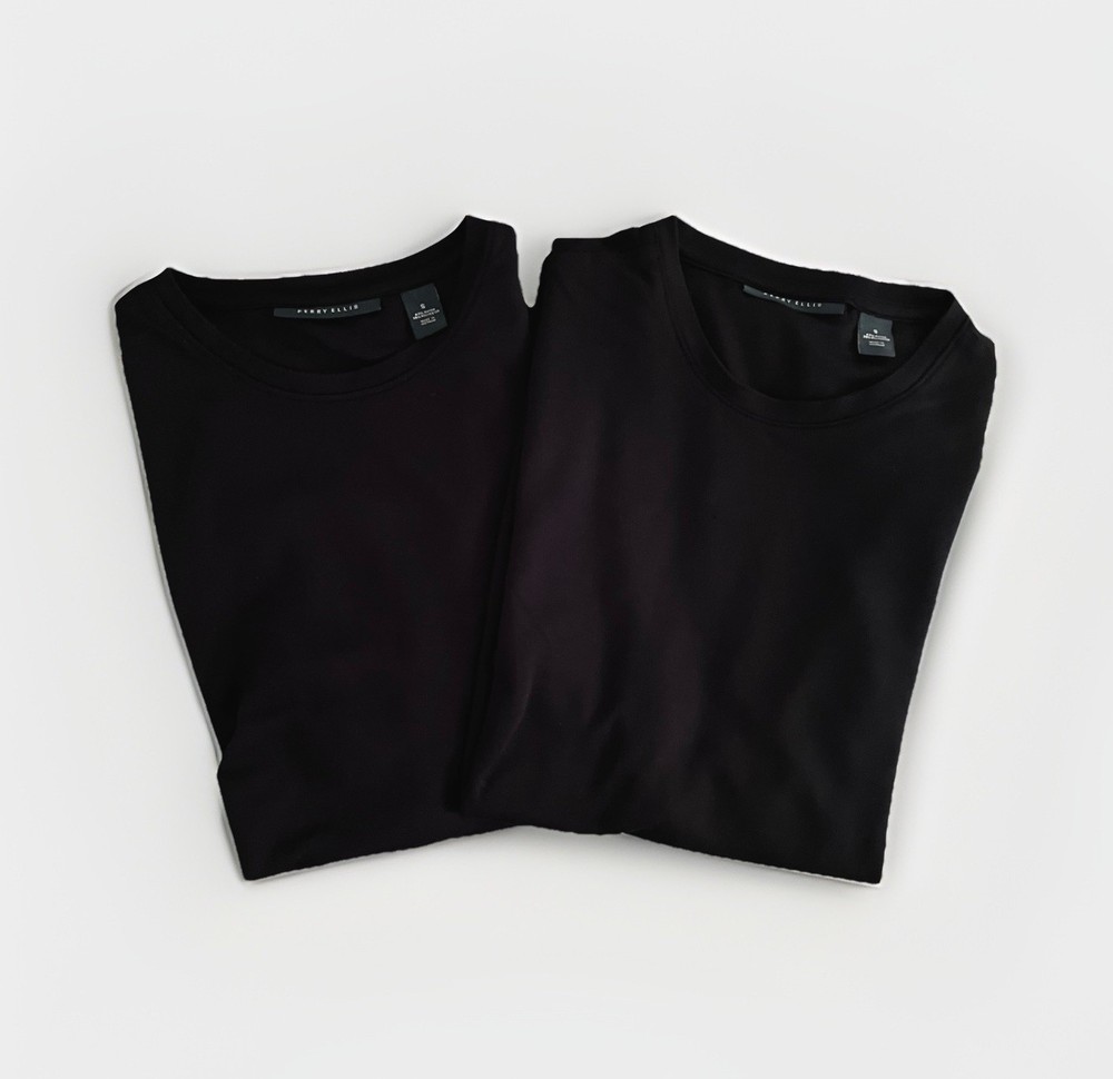 Perry Ellis Men’s Black Crew Neck T-Shirt Set of 2 Size Small, Basic Classic