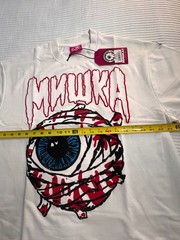 Mishka Mummy Eyeball Graphic White T-Shirt. Size Large