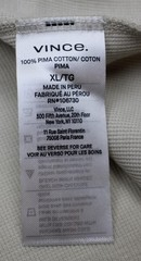 Vince Shirt Mens XL Beige Pima Cotton Double Collar Crew Neck Knit Short Sleeve