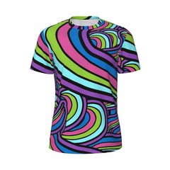 Men’s Retro Psychedelic Art T-Shirt O-Neck Short Sleeve Fun Design Gym Beach Fas