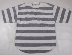 Vintage 1980s MTO International Faded Striped Button Pocket T-Shirt Size L/XL