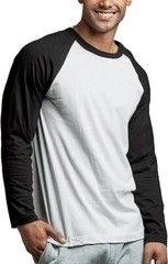 TOP PRO Men’s Full Length Sleeve Raglan Cotton Baseball T Shirt (2XL / BLK/WHT)