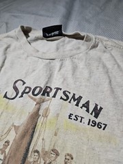Vtg Polo Sport Shirt Mens Large Beige Sportsman Fishing Preppy Graphic Tee Y2k