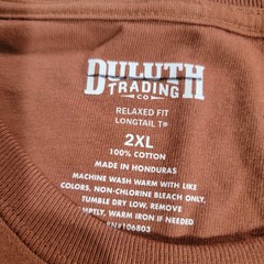 Duluth Trading Shirt Men XXL Brown Longtail Relaxed Fit Pocket Tee Work NWT