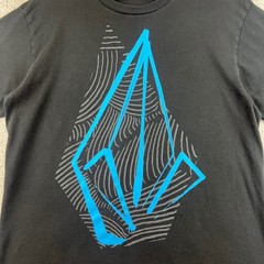 Y2K Volcom Stone Mens L Graphic T-Shirt Black Blue Logo Skate Surf Cotton Tee