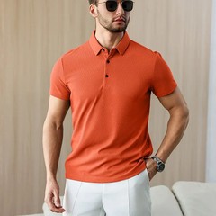 New Men’s Business Casual Short Sleeved Shirt Solid Color Polo Shirt Fashionable
