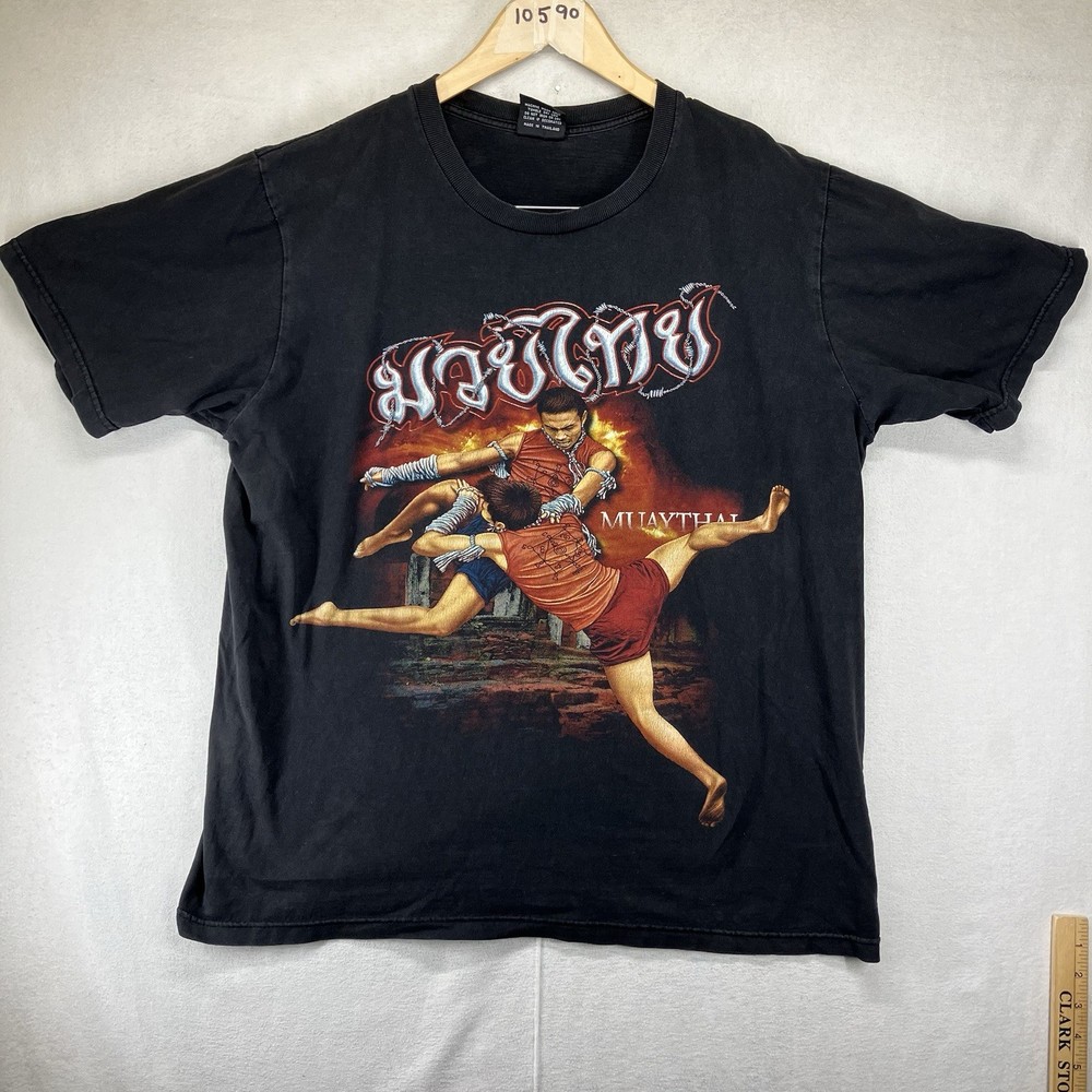 Vintage Rare Muay Thai Shirt Large Boxing Kickboxing UFC MMA Wrestling Thailand