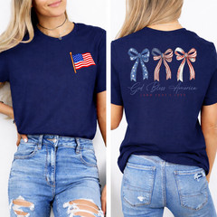 God Bless American Land that I Love Jesus Happy 4th of July 2SIDE T-Shirt
