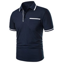 New Men’s Short Sleeve Polo Shirts Solid Color Casual T-shirt Summer Trendy