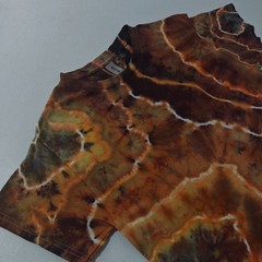 Geode Ice Tie Dye T-Shirt Gildan Adult S Small Orange Brown Earthy Handmade New