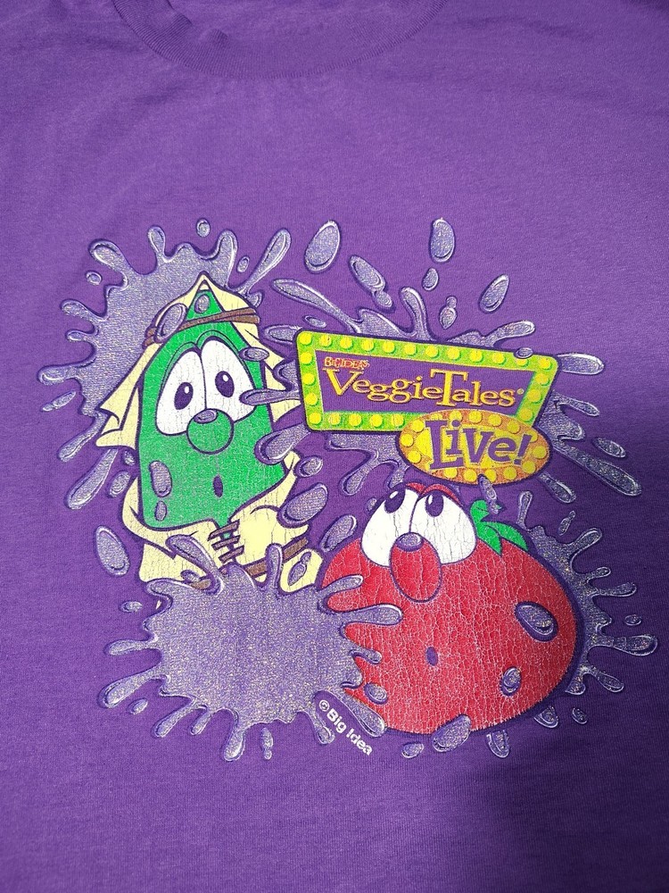 Vtg VeggieTales Shirt Size XL Live! Big Idea Purple Very Rare Clean See Pics