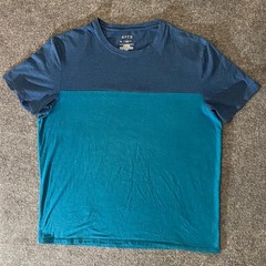 APT.9 T-Shirt Mens XL Teal Navy Color Block Short Sleeve Crew Neck Premier Flex