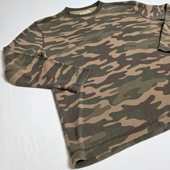 Magellan Outdoors Thermal Shirt Mens Medium Green Camo Waffle Knit Long Sleeve