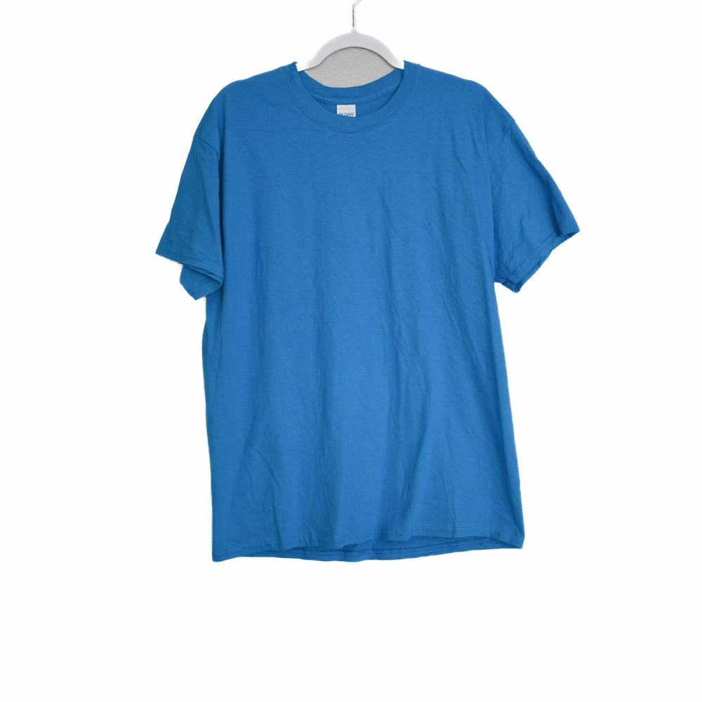 Gildan DryBlend Mens Blue T-Shirt Crewneck Short Sleeve Pullover Casual Sz Large