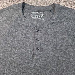 Faherty Henley Mens XL Heather Gray Cloud Cotton Long Sleeve Raglan Casual Shirt