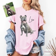 Custom Pet Portrait Watercolor Comfort Tee Personalized Dog Cat Shirt