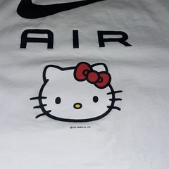 Nike Air Hello Kitty White Tshirt Size Large DR6074-100 Sanrio Co White Swoosh