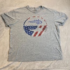 Reel Life Mens T-Shirt XL Gray Heather Short Sleeve With American Flag Graphic