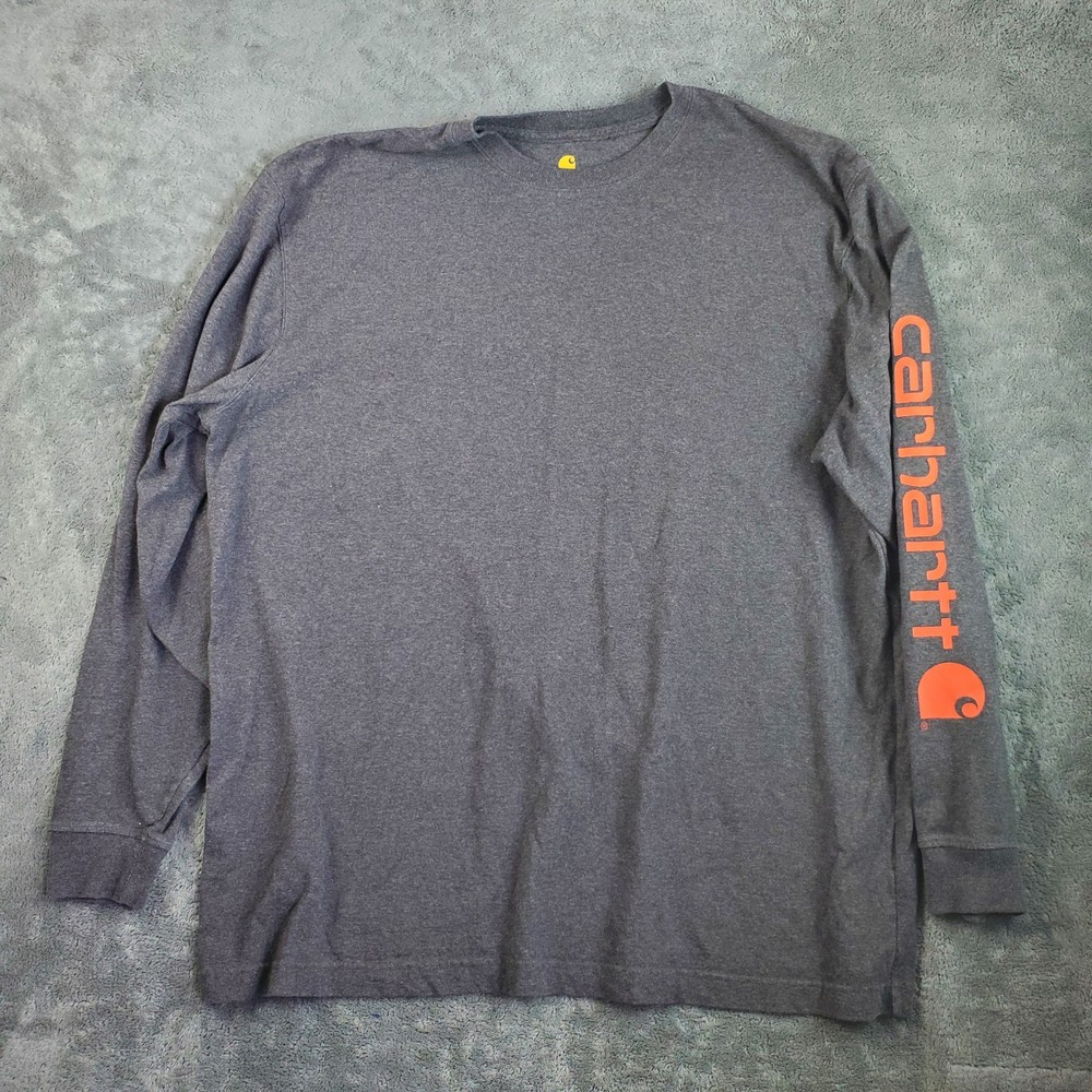 Carhartt Shirt Mens XL Gray Long Sleeve Original Fit Graphic Crew T-Shirt K231
