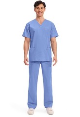 Men’s V-Neck Top Traditional fit with 4 Pockets, Ultra Soft, Durable, Fade Re…