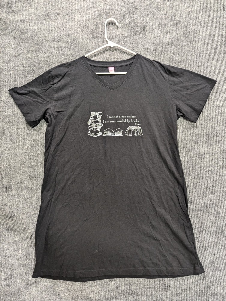 Lat Men’s Black Book Lover Oversized Cotton Short Sleeve T-Shirt Sleep Shirt XL