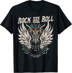 Vintage Rock and Roll Guitar T-Shirt Rare Classic Rock Music Graphic Tee S-4XL