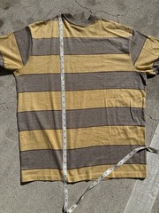 Vintage Hang Ten Striped T-Shirt Yellow Grey 70s Surf Skate Made in USA L/XL