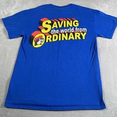 Buc-ee’s Shirt Mens Medium Blue Superman Beaver Logo Saving World Ordinary Tee