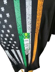 New Mens Irish St Patricks Day Flag Clovers T Shirt Size 3XL Black Green White